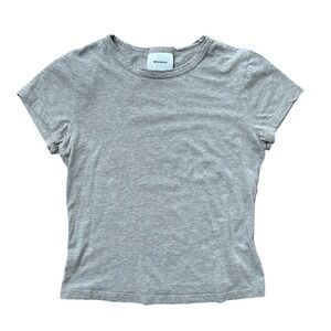 Reformation Heather Grey Organic Cotton Tencel Baby Tee Short Sleeve Small USA